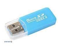 Кардрідер універсальний 4в 1 MERLION CRD-4YE TF/Micro SD, USB2.0, Purple, OEM