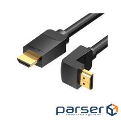 Кабель мультимедійний HDMI M to HDMI M 1.0m 4K60Hz 90 corner black Vention (AAQBF)