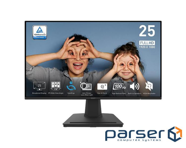 Монітор MSI 24.5" PRO MP252 HDMI, DP, MM, IPS, 100Hz, 1ms, sRGB 100%, Adaptive (9S6-3PC4CT-017)