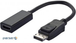 Конвертор монітора Lucom DisplayPort-HDMI M/F, (HDMI-монітор) 0.25m Pas 1080p, чорний (78.01.9005-50