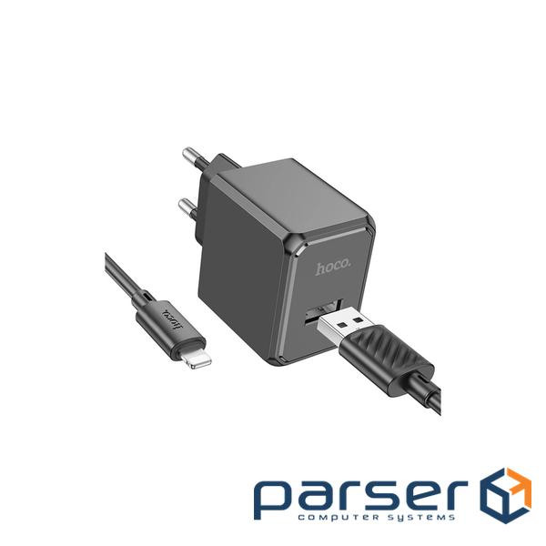 Зарядний пристрій HOCO CS11A USB + cable USB to Lightning black (6942007603560)