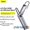 Laptop docking station Baseus Metal Gleam Series 5-in-1(CAHUB-CX0G)