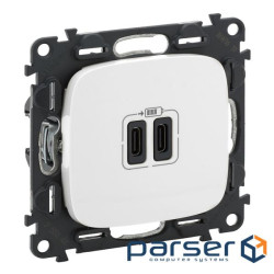 Розетка Legrand Valena ALLURE USB-С + USB-С, 3А 5В, білий (755345)