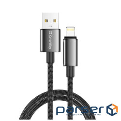 Дата кабель USB 2.0 AM to Lightning 1.0m 3A zinc alloy braided black ColorWay (CW-CBUL098-BK)