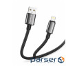 Дата кабель USB 2.0 AM to Lightning 1.0m 3A zinc alloy braided black ColorWay (CW-CBUL098-BK)