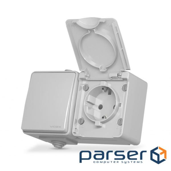 Розетка VIDEX BINERA IP65 зовнішня 1ая із заземленням (VF-BNW3-G)