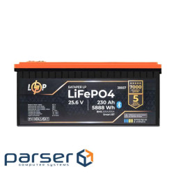 Аккумулятор LP LiFePO4 25,6V - 230 Ah (5888Wh) (BMS 200A/100А) пластик Smart BT (40339)