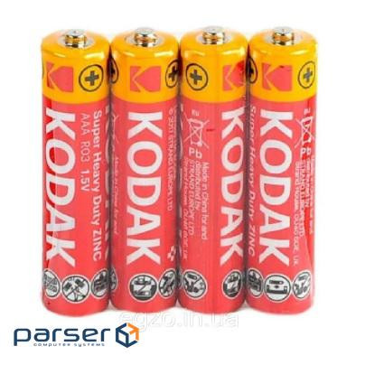 Батарейка сольова KODAK Super Heavy Duty R3, ААА, 4шт в shrinkі, ціна за shrink (BK-SHD / R3-4B)