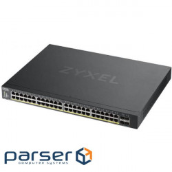 Network switch Cisco SG350X-48-K9-EU Тип - управляемый 3-го уровня, форм-фактор - в стойку, количество портов - 54, порты - SFP+, Gigabit Ethernet, комбинированный, возможность удаленного управления - управляемый, коммутационная способность - 176 Гбит/ с, размер таблицы МАС-адресов - 64000 Кб, корпус - Металический, 48x10/ 100/ 1000TX, 2хSFP+ ZyXel XGS1930-52HP-EU0101F
