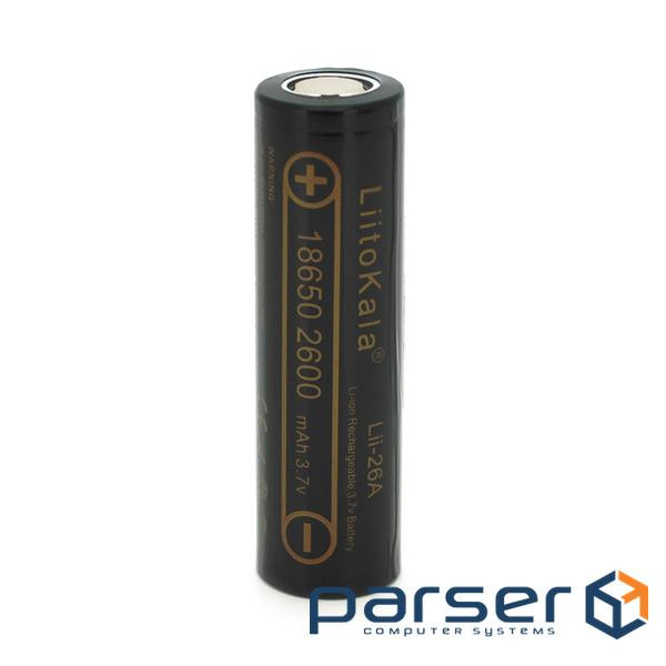 Battery 18650 2600mah Li-Ion, (2450-2650mah), 3.7V (2.75-4.2V), Blac Liitokala (Lii-26A)