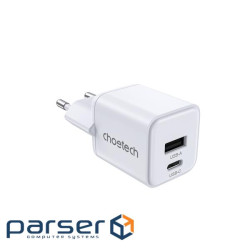 Мережевий зарядний пристрій Choetech PD5012-EU-WH, USB-A/USB-С