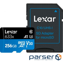Карта пам'яті LEXAR microSDXC High Performance 633x 256GB UHS-I U3 V30 A1 Class 10 + (LSDMI256BB633A)