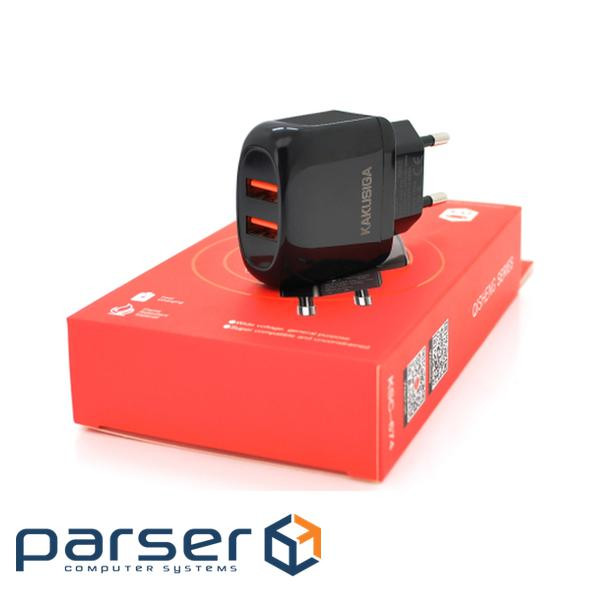 Зарядний пристрій KAKUSIGA 2xUSB 12W black (KSC-674-QISHENG-B)