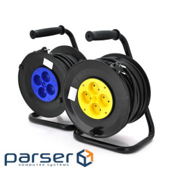 Подовжувач на котушці 40м (ПВС 2*2,5), 4 гнізда без контакту, контактна група - латунь, (000003676) , (000003676)