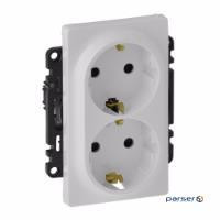 Socket double 2K + C 16A 250V with shutters, automatic terminals White, Valena LIFE (753426)