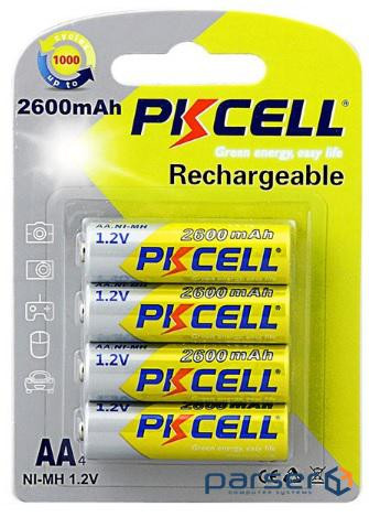 Акумулятор PKCELL 1.2V AA 2600mAh NiMH Rechargeable Battery,4 штуки в блістері ціна за блис (9329)