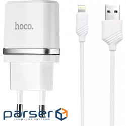 Charger HOCO C11 Smart 1xUSB-A, 1.0A White w/Lightning cable (6957531047735)