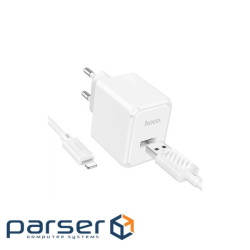 Зарядний пристрій HOCO CS11A USB + cable USB to Lightning white (6942007603577)