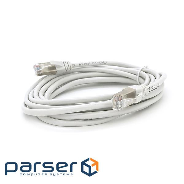 Патч-корд литий MERLION, FTP, RJ45, Cat.5e, 3m, сірий, CU, Q200 (PCM-CU-5E / 3G)
