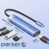 Концентратор VENTION USB 3.1 Type-C to HDMI/USB 3.0x3/PD 100W Blue Aluminum Alloy Hub 5-in-1 (TGESB)