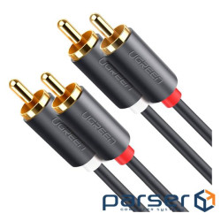 Кабель мультимедійний 2xRCA M to 2xRCA M 2.0m AV104 black Ugreen (10518) (90401973)