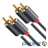 Кабель мультимедійний 2xRCA M to 2xRCA M 2.0m AV104 black Ugreen (10518) (90401973)