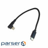 Кабель CABLEXPERT Angled Cotton Braided Lightning/CM Cable 0.2м Black (CC-USB2-CMLML-0.2M)
