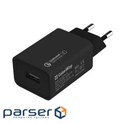 Зарядное устройство ColorWay 1USB Quick Charge 3.0 (18W) black + cable micro USB (CW-CHS013QCM-BK)