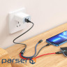 Кабель HOCO X76 USB to iP+Type-C+Micro 2A, 1m, nylon, aluminum connectors Black+Red+ (6931474768636)