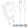 Зарядний пристрій BOROFONE BA81A USB-C PD20W + cable USB-C to Lightning White (6941991108198)
