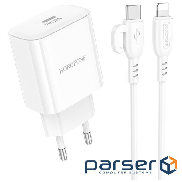 Зарядний пристрій BOROFONE BA81A USB-C PD20W + cable USB-C to Lightning White (6941991108198)