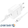 Зарядний пристрій BOROFONE BA81A USB-C PD20W + cable USB-C to Lightning White (6941991108198)