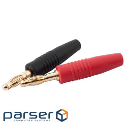 Наконечник кабельний, гвинтова фіксація, ізолятор: ПВХ, діаметр 4мм, позолочений штекер, чер (12722) (12722)