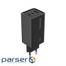 Charger ColorWay GaN3 Pro Power Delivery (USB-A + 2 USB TYPE-C) (65W) (CW-CHS039PD-BK)
