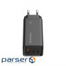Charger ColorWay GaN3 Pro Power Delivery (USB-A + 2 USB TYPE-C) (65W) (CW-CHS039PD-BK)