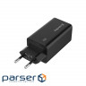 Charger ColorWay GaN3 Pro Power Delivery (USB-A + 2 USB TYPE-C) (65W) (CW-CHS039PD-BK)