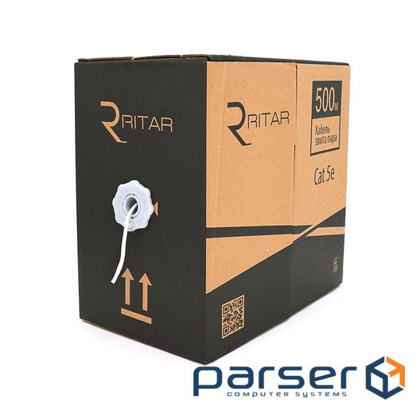 Кабель UTP, CCA, для внутрішньої прокладки, 2x2x0,50 мм, Ritar, бухта, 500 м (KVPRTCCA205500W) (KVPRTCCA205500W)