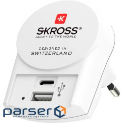Зарядний пристрій SKROSS Euro USB Charger 1xUSB-C, 1xUSB-A, 27W White (1.302423)