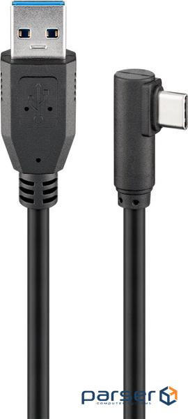 Кабель пристроїв USB Type-C-3.0A M/M 3.0m,(USB3.0) 90ёвбік(TypeC) Cu,чорний (75.06.6504-1) (75.06.6504-1)