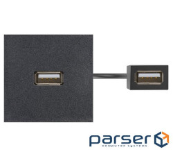 Патч-корд з USB-A 3.0 розеткою 45х45 мм та роз"ємом USB-A 3.0 "мама-мама", чорн (K128D/14)