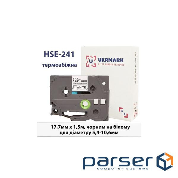 Стрічка для принтера етикеток UKRMARK B-HS241, аналог HSe241, термозбіжна 5,4-10,6мм, 17,7м (900383)