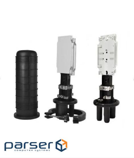 Муфта оптична Crosver FOSC-S тупикового типу, герметична, 4 введення, 2 касети, до 24 зварювання (053308)