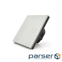 Сенсорний вимикач із заземленням + WiFi керування, двоканальний, білий, 86х86х35мм (17925)