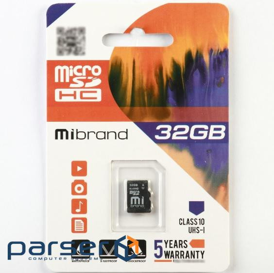 Карта пам'яті Mibrand microSDHC Class 10 UHS-I, 32GB (microSDHC-Mb / 32) Mibrand microSDHC Clas