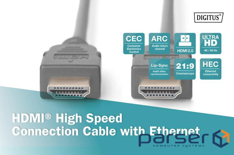Кабель 4K HDMI 1M DB-330113-020-S DIGITUS by ASSMANN