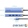 Концентратор VENTION USB 3.0 to USB 3.0x3/RJ45/Type-C Hub Blue Aluminum Alloy 5-in-1 (TGFSB)