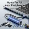 Концентратор VENTION USB 3.0 to USB 3.0x3/RJ45/Type-C Hub Blue Aluminum Alloy 5-in-1 (TGFSB)
