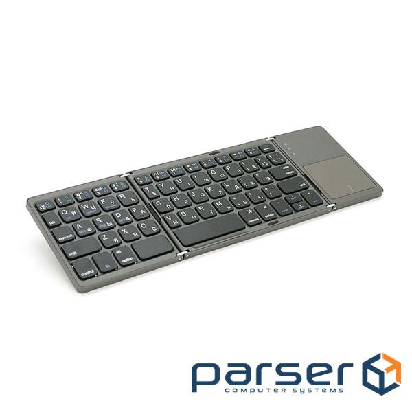 Клавіатура бездротова B033, розкладна, 64 клавіші, Touchpad, (Eng / Pyc), 2.4G, Gray, 300x98mm, Box , Touchpad, (Eng / Pyc), 2.4G, Gray, 300x98mm, Box