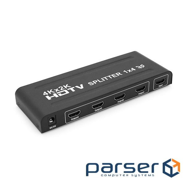 Активний HDMI сплітер 1=>4 порти, 3D, 1080Р, 4Kx2K, 1,4 версія, DC5 (YT-S- (YT-S-HDMI1=>4-3D)