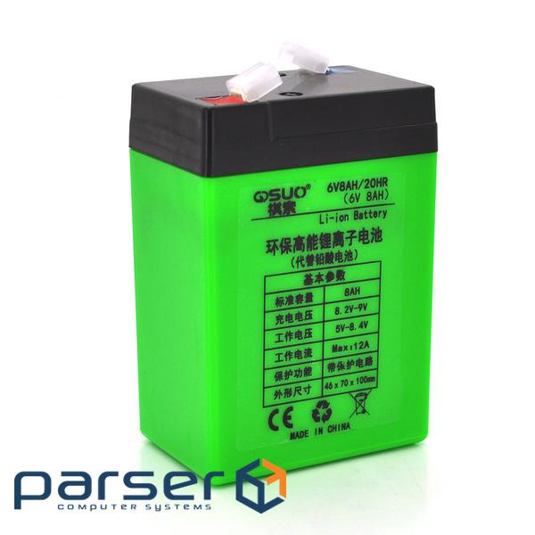 Акумуляторна батарея літієва QiSuo 6V 8A з елементами Li-ion 18650 (70X46X100) (QS-608) Li-ion 18650 (70X46X100) (QS-608)